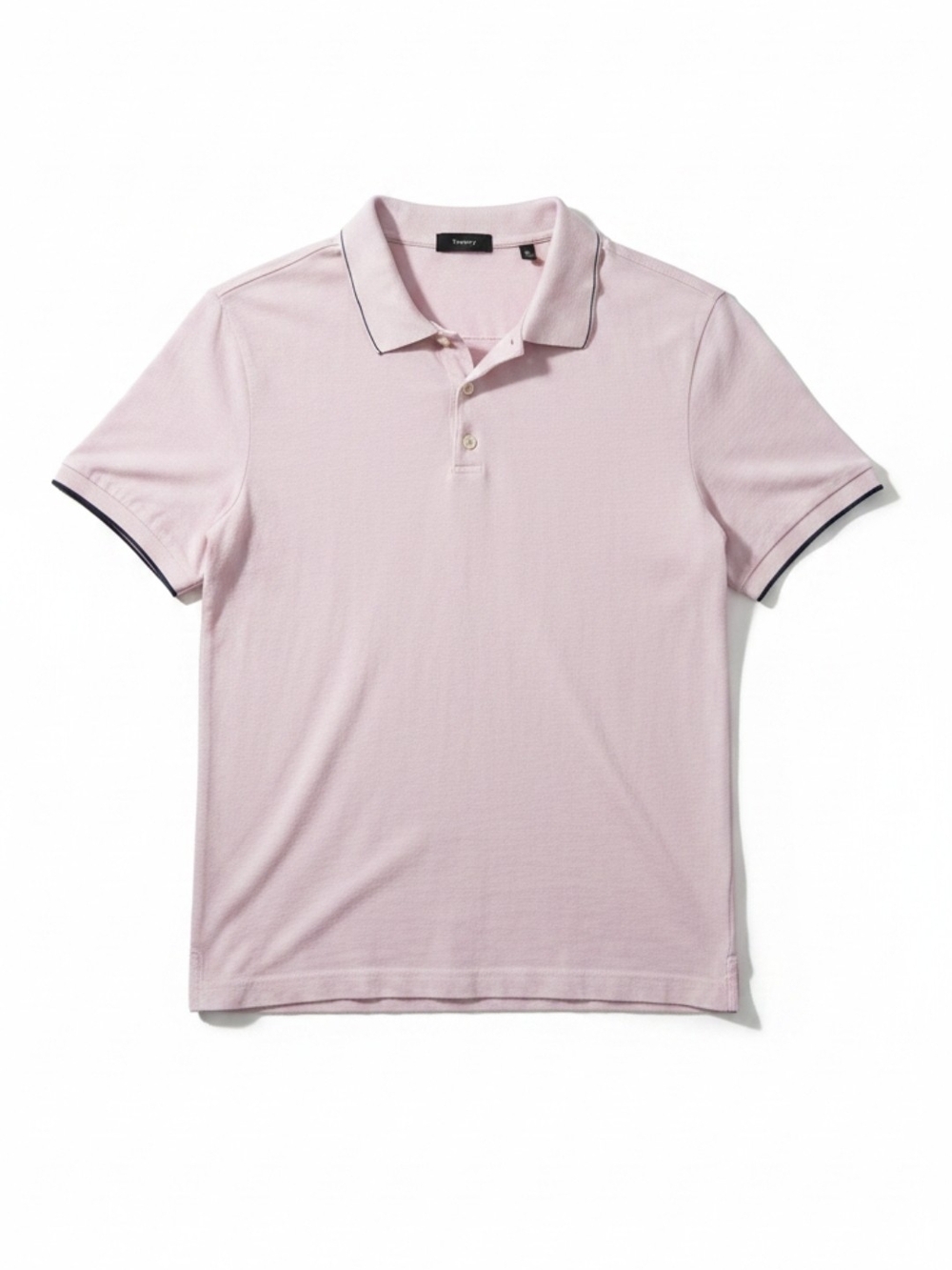 Theory Men's Light Pink Polo with Contrast Trim